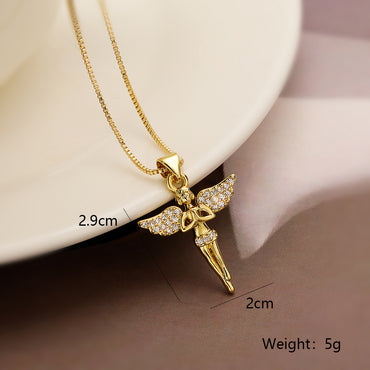 Simple Style Commute Solid Color Copper Plating Inlay Zircon 18k Gold Plated Women's Pendant Necklace