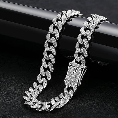 Hip-hop Solid Color Alloy Inlay Rhinestones Men's Bracelets Necklace