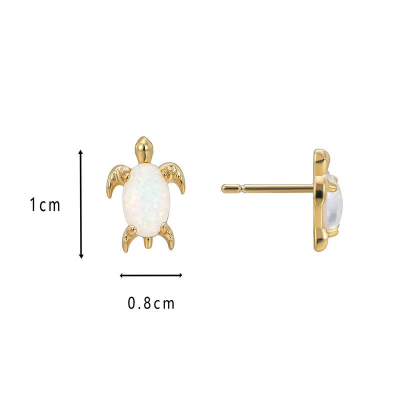 1 Pair Elegant Punk Tortoise Inlay Copper Artificial Gemstones 18k Gold Plated Ear Studs