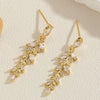 1 Pair Elegant Simple Style Leaves Plating Inlay Copper Zircon 14k Gold Plated Ear Studs