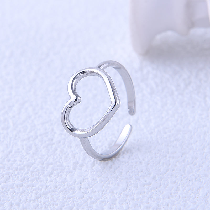 304 Stainless Steel 18K Gold Plated Cute Simple Style Plating Heart Shape Open Rings