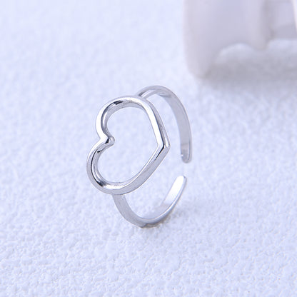 304 Stainless Steel 18K Gold Plated Cute Simple Style Plating Heart Shape Open Rings