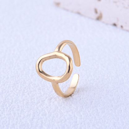 Casual Simple Style Oval Stainless Steel Plating 18k Gold Plated Open Rings