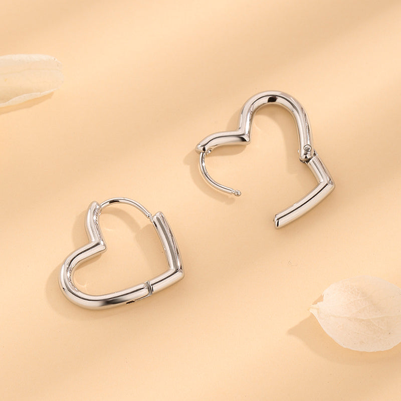 1 Pair Casual Simple Style Heart Shape Plating Stainless Steel 18k Gold Plated Earrings