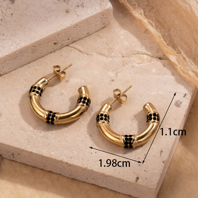 1 Pair French Style Simple Style Korean Style Heart Shape Plating Inlay Stainless Steel Zircon 18k Gold Plated Drop Earrings