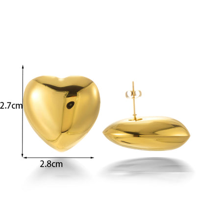 1 Pair Simple Style Water Droplets Heart Shape Plating Stainless Steel 18k Gold Plated Ear Studs