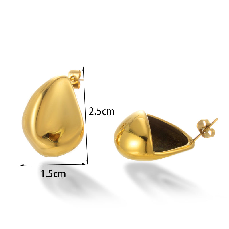 1 Pair Simple Style Water Droplets Heart Shape Plating Stainless Steel 18k Gold Plated Ear Studs