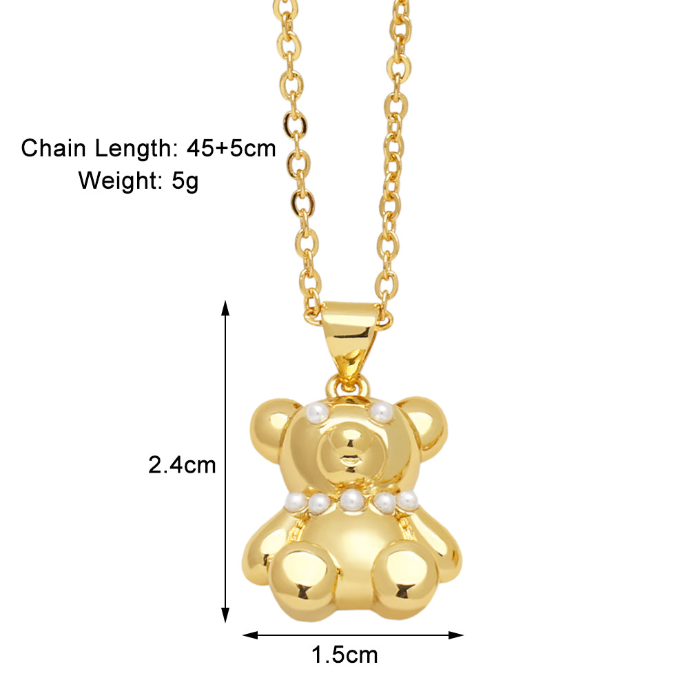 Simple Style Dog Copper Plating Inlay Zircon 18k Gold Plated Pendant Necklace