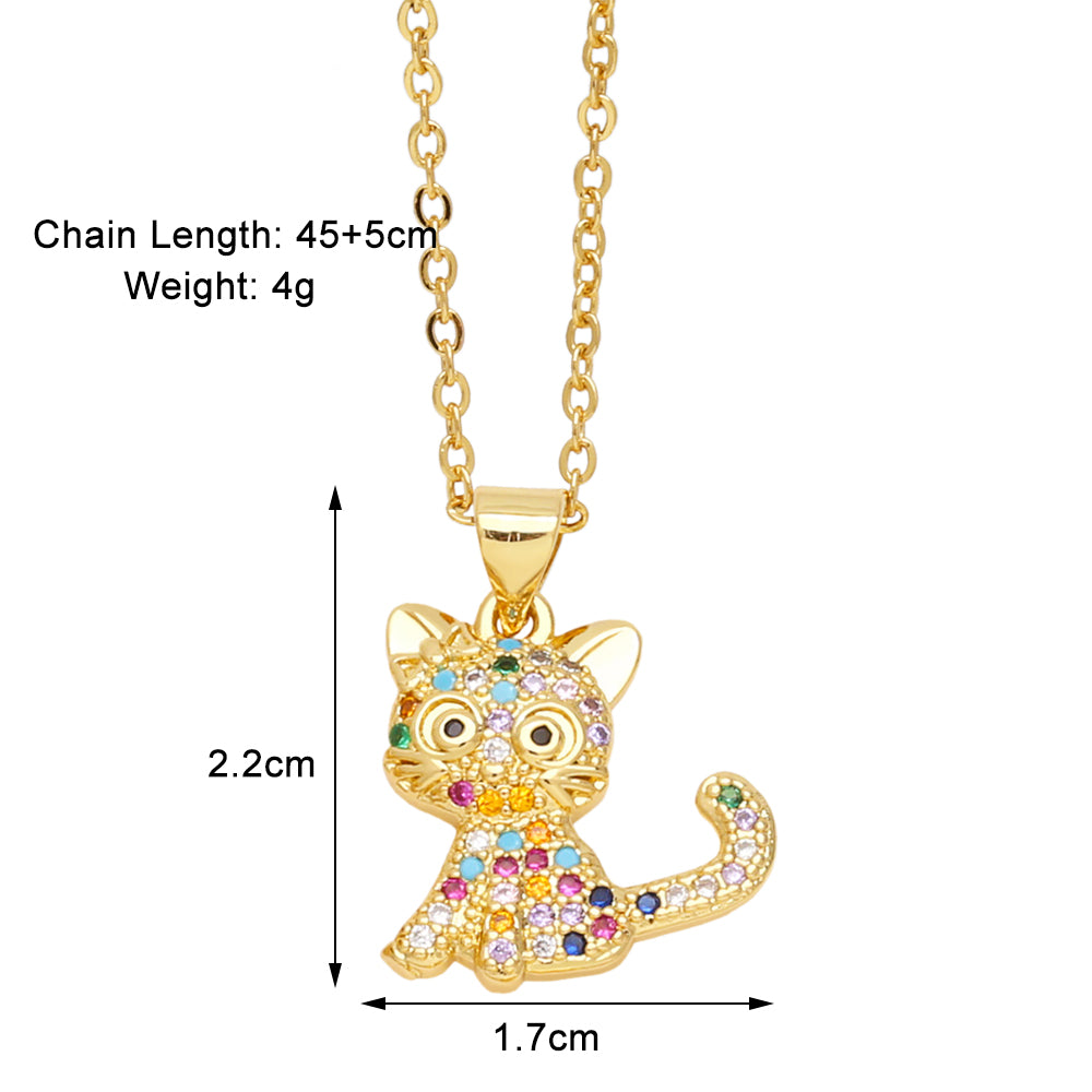 Simple Style Dog Copper Plating Inlay Zircon 18k Gold Plated Pendant Necklace