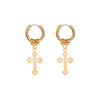 1 Pair Simple Style Cross Stainless Steel Drop Earrings