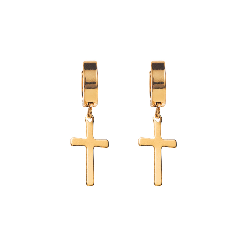 1 Pair Simple Style Cross Stainless Steel Drop Earrings