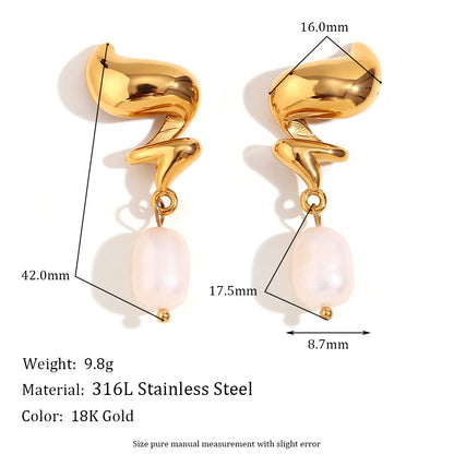 1 Pair Vintage Style Simple Style Round Plating Stainless Steel 18k Gold Plated Drop Earrings