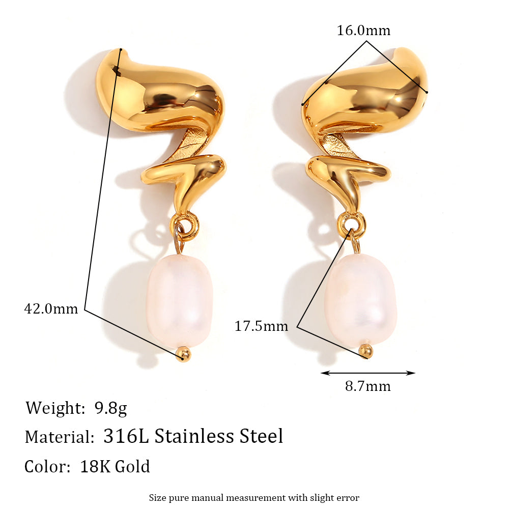 1 Pair Vintage Style Simple Style Round Plating Stainless Steel 18k Gold Plated Drop Earrings