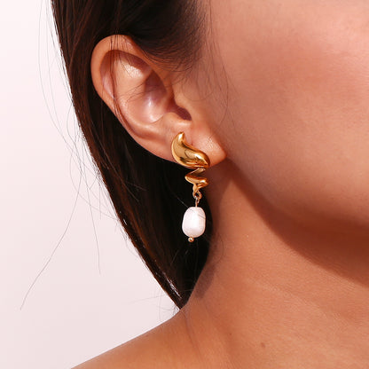 1 Pair Vintage Style Simple Style Round Plating Stainless Steel 18k Gold Plated Drop Earrings