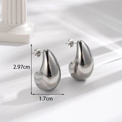 1 Pair Simple Style C Shape Water Droplets Plating Stainless Steel 18k Gold Plated Ear Studs