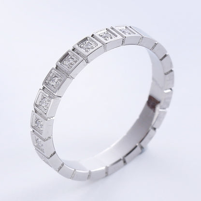 Simple Style Solid Color Stainless Steel Plating Inlay Rhinestones Rose Gold Plated Gold Plated Rings