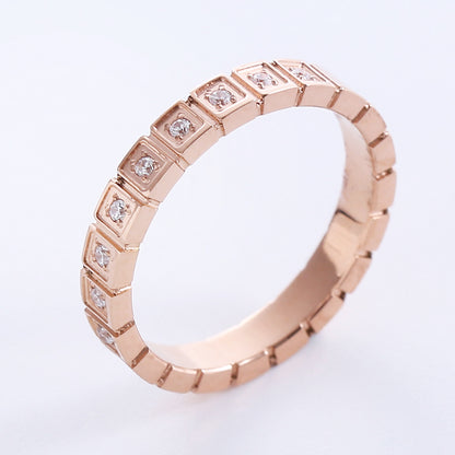 Simple Style Solid Color Stainless Steel Plating Inlay Rhinestones Rose Gold Plated Gold Plated Rings