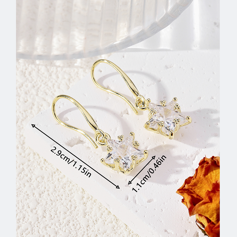 1 Pair Lady Simple Style Star Plating Inlay Copper Zircon 18k Gold Plated Drop Earrings