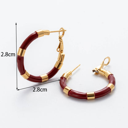 1 Pair Vintage Style Simple Style C Shape Plating Inlay Stainless Steel Zircon 18k Gold Plated Drop Earrings