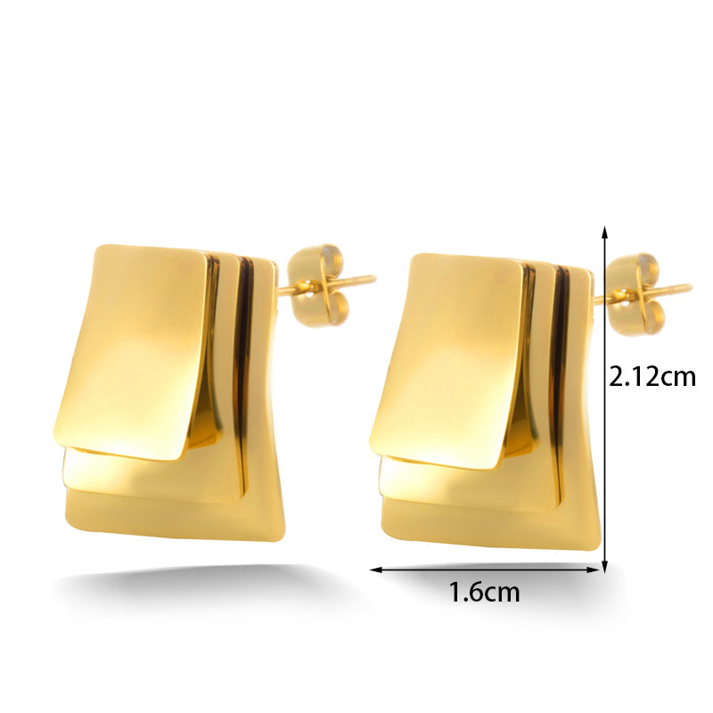 1 Pair Simple Style Solid Color Heishi Stainless Steel 18k Gold Plated Ear Studs