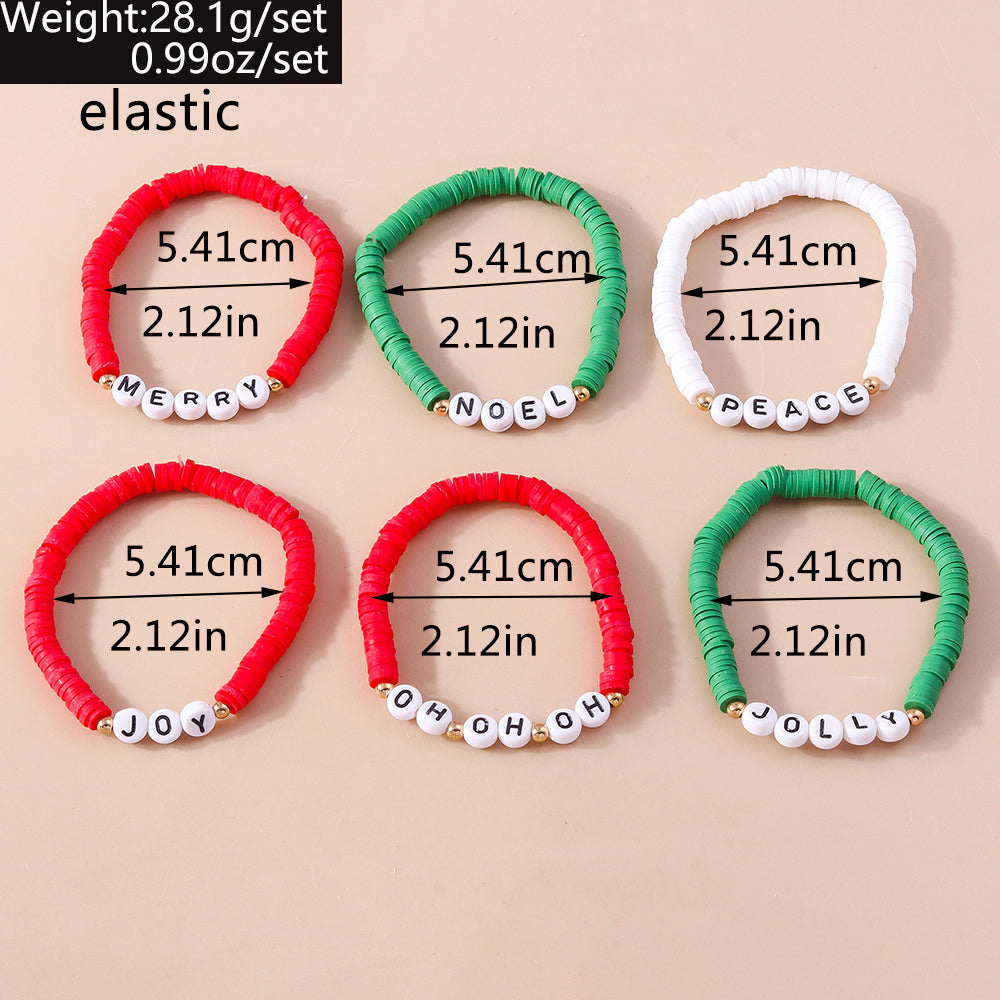 Casual Letter Soft Clay Beaded Christmas Women's Bracelets