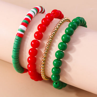 Casual Letter Soft Clay Beaded Christmas Women's Bracelets