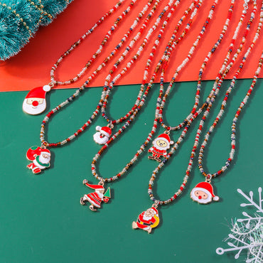 Cute Santa Claus Glass Wholesale Pendant Necklace