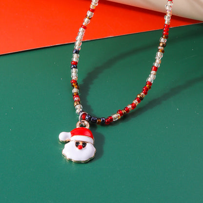 Cute Santa Claus Glass Wholesale Pendant Necklace