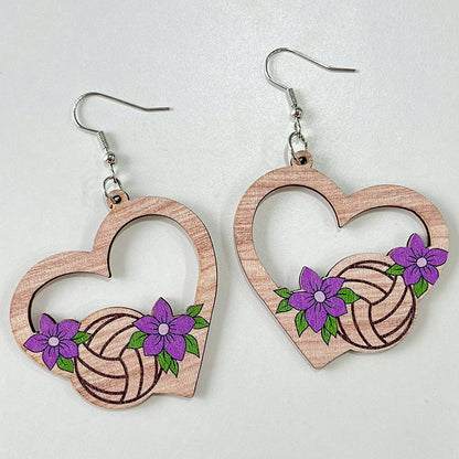 1 Pair Simple Style Flower Printing Wood Drop Earrings