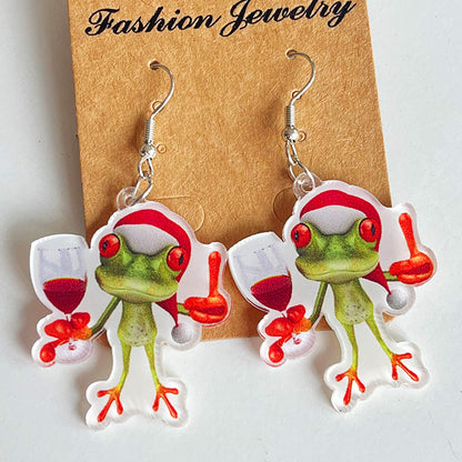 1 Pair Cute Geometric Animal Christmas Hat Arylic Drop Earrings