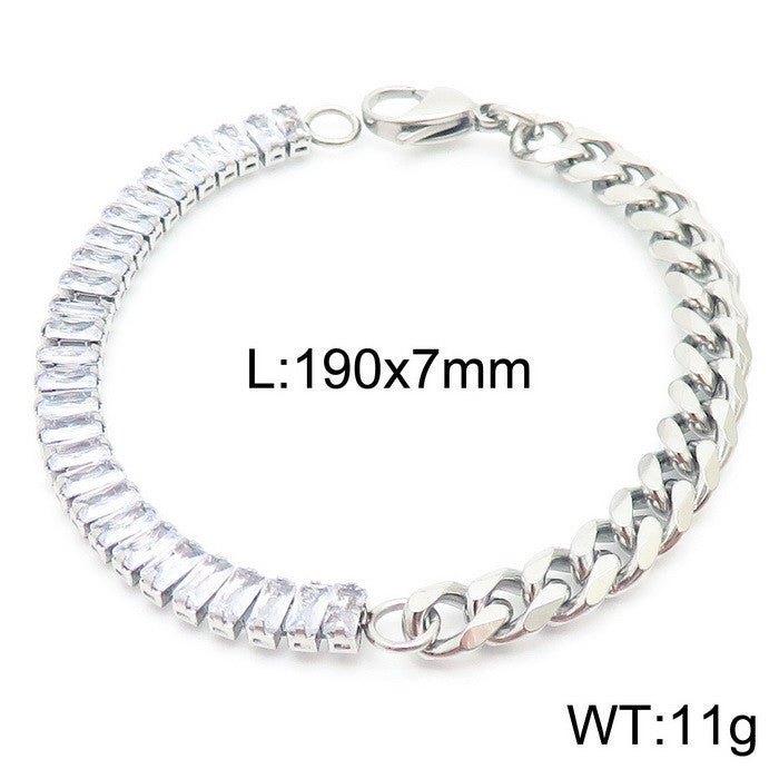 Simple Style Geometric Stainless Steel Plating Inlay Zircon Bracelets Necklace