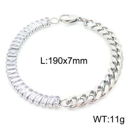 Simple Style Geometric Stainless Steel Plating Inlay Zircon Bracelets Necklace