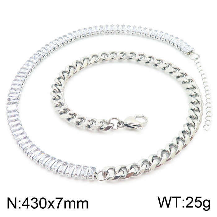 Simple Style Geometric Stainless Steel Plating Inlay Zircon Bracelets Necklace