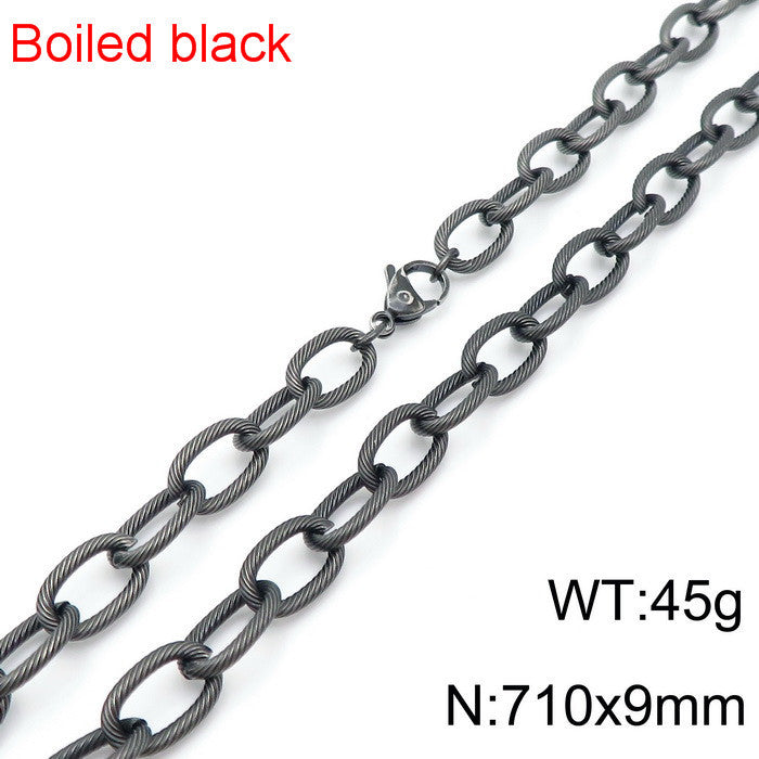 Wholesale Hip-hop Retro Solid Color Titanium Steel Chain Necklace