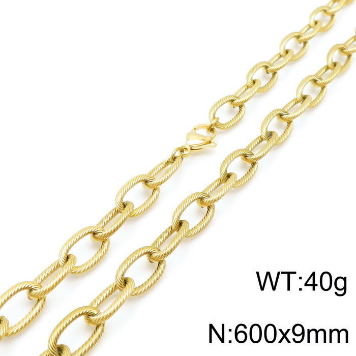 Wholesale Hip-hop Retro Solid Color Titanium Steel Chain Necklace