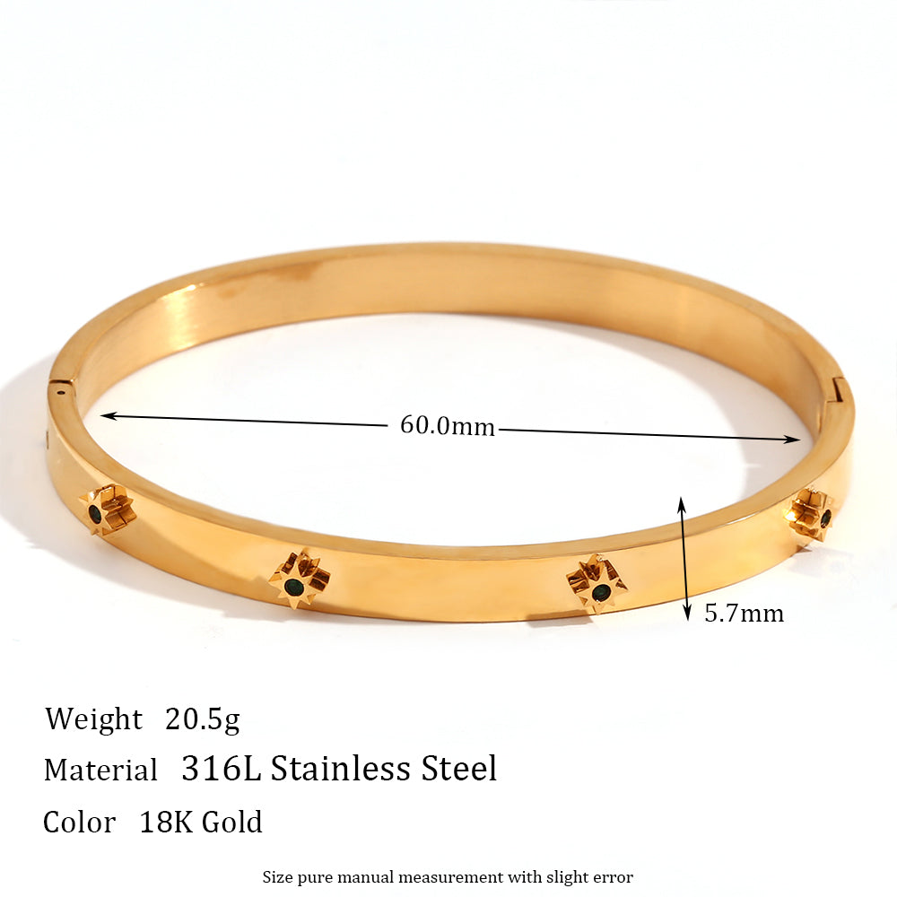 Wholesale Vintage Style Simple Style Classic Style Geometric Stainless Steel Plating Inlay 18k Gold Plated Rhinestones Bangle