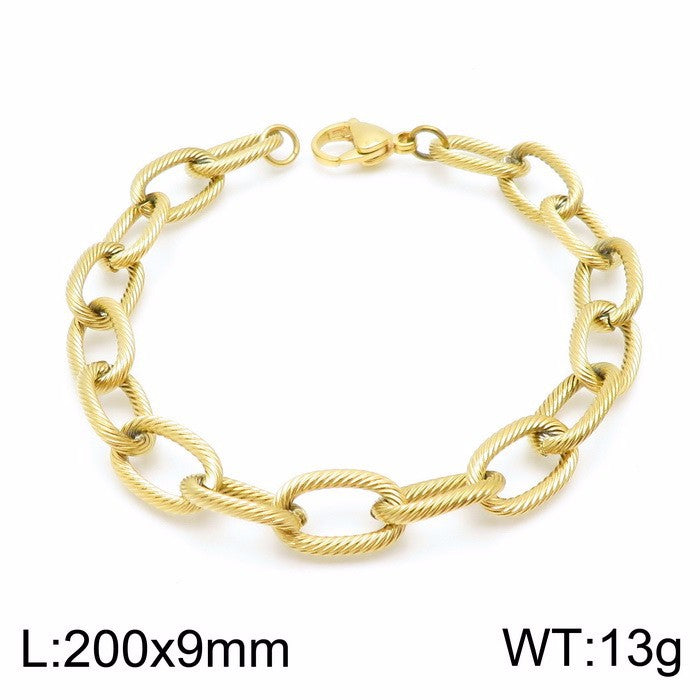 Simple Style Solid Color Titanium Steel Plating Chain Bracelets