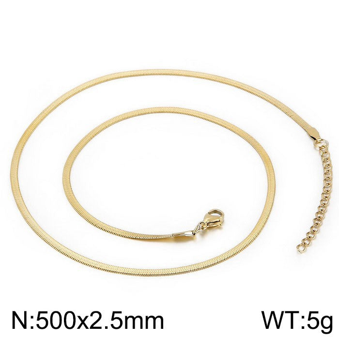 Wholesale Classic Style Solid Color Titanium Steel Plating Chain Gold Plated Necklace