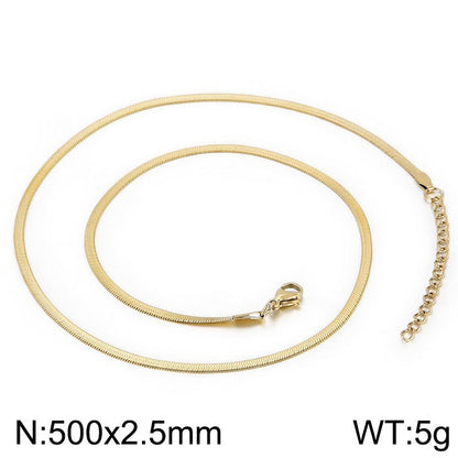 Wholesale Classic Style Solid Color Titanium Steel Plating Chain Gold Plated Necklace