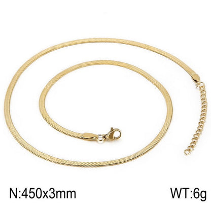 Wholesale Classic Style Solid Color Titanium Steel Plating Chain Gold Plated Necklace