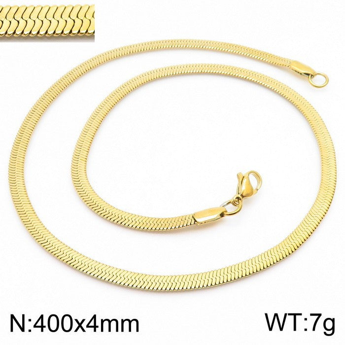 Wholesale Classic Style Solid Color Titanium Steel Plating Chain Gold Plated Necklace