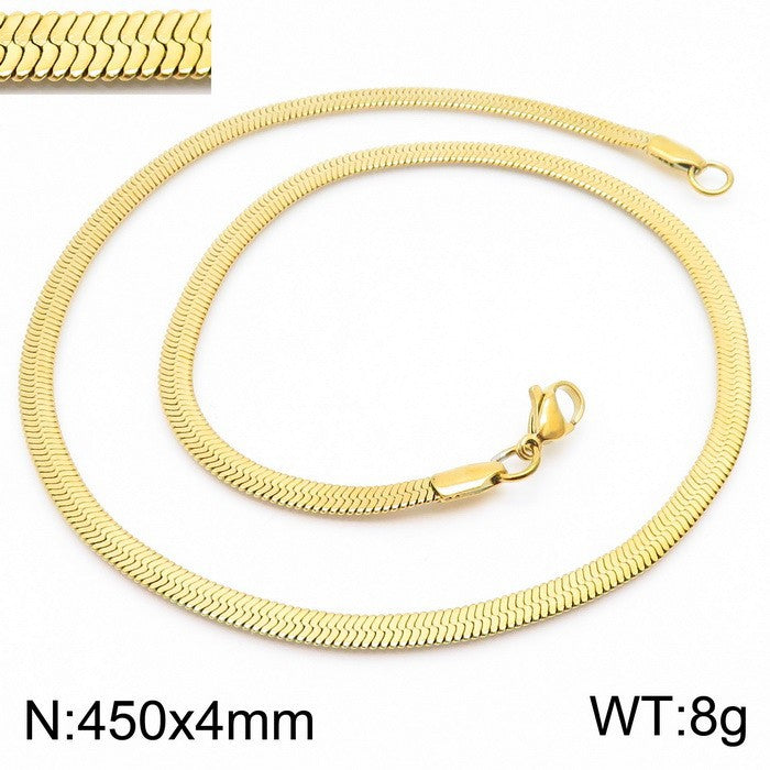 Wholesale Classic Style Solid Color Titanium Steel Plating Chain Gold Plated Necklace