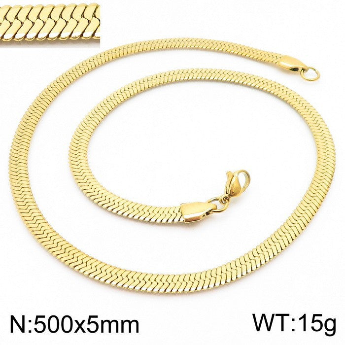 Wholesale Classic Style Solid Color Titanium Steel Plating Chain Gold Plated Necklace