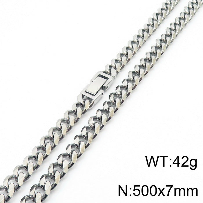 Simple Style Solid Color Titanium Steel Chain Men'S Necklace