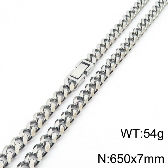 Simple Style Solid Color Titanium Steel Chain Men'S Necklace