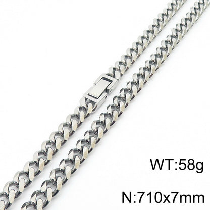 Simple Style Solid Color Titanium Steel Chain Men'S Necklace