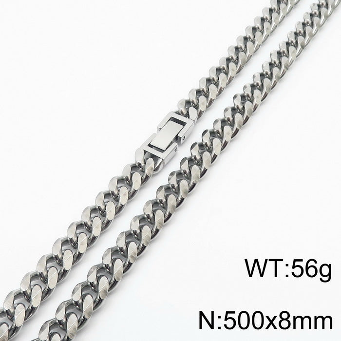 Simple Style Solid Color Titanium Steel Chain Men'S Necklace