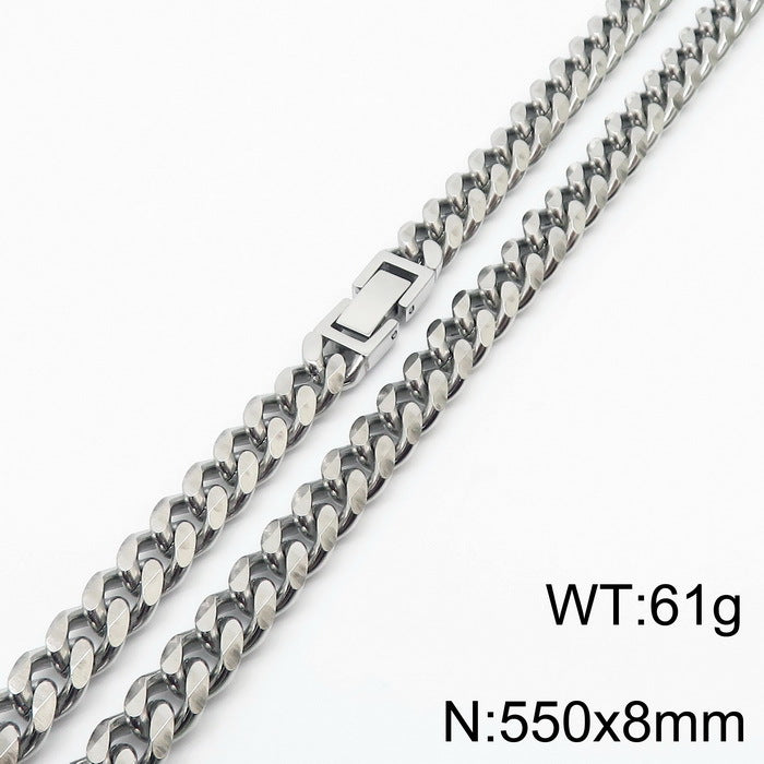 Simple Style Solid Color Titanium Steel Chain Men'S Necklace