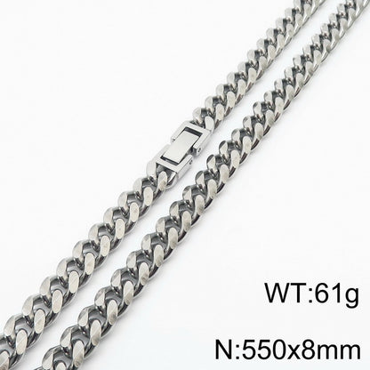 Simple Style Solid Color Titanium Steel Chain Men'S Necklace