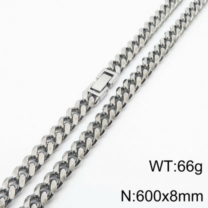 Simple Style Solid Color Titanium Steel Chain Men'S Necklace